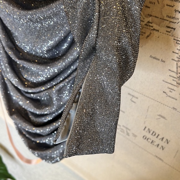 RARE House of CB 'Irena' Silver Sparkle Draped Dress NWT - Picture 15 of 16